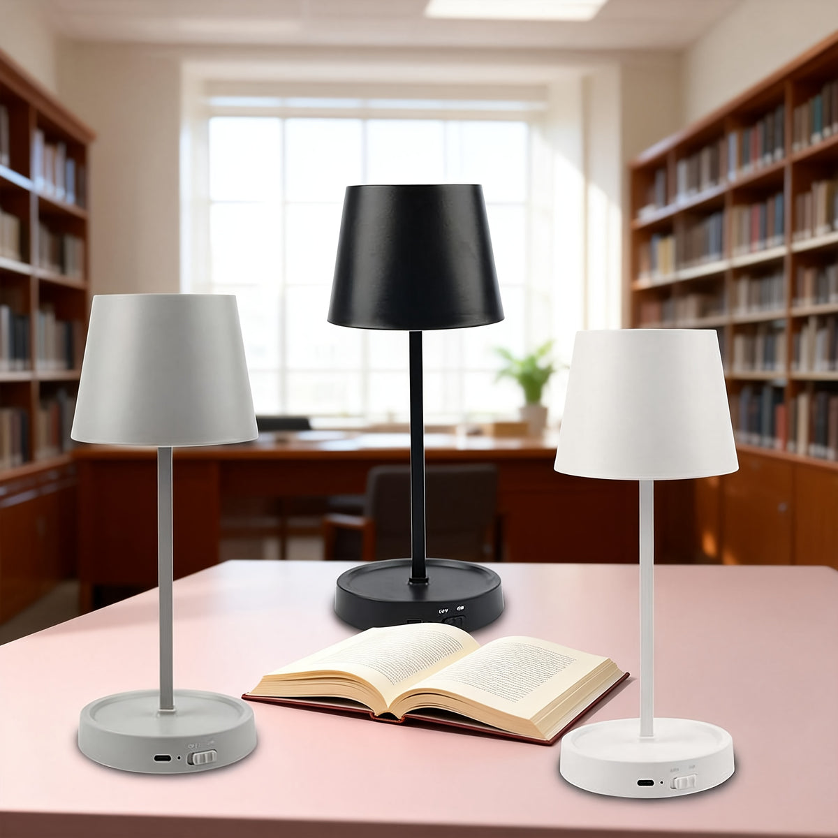 Lampe de bureau sans fil à poser de 26 cm, trois coloris