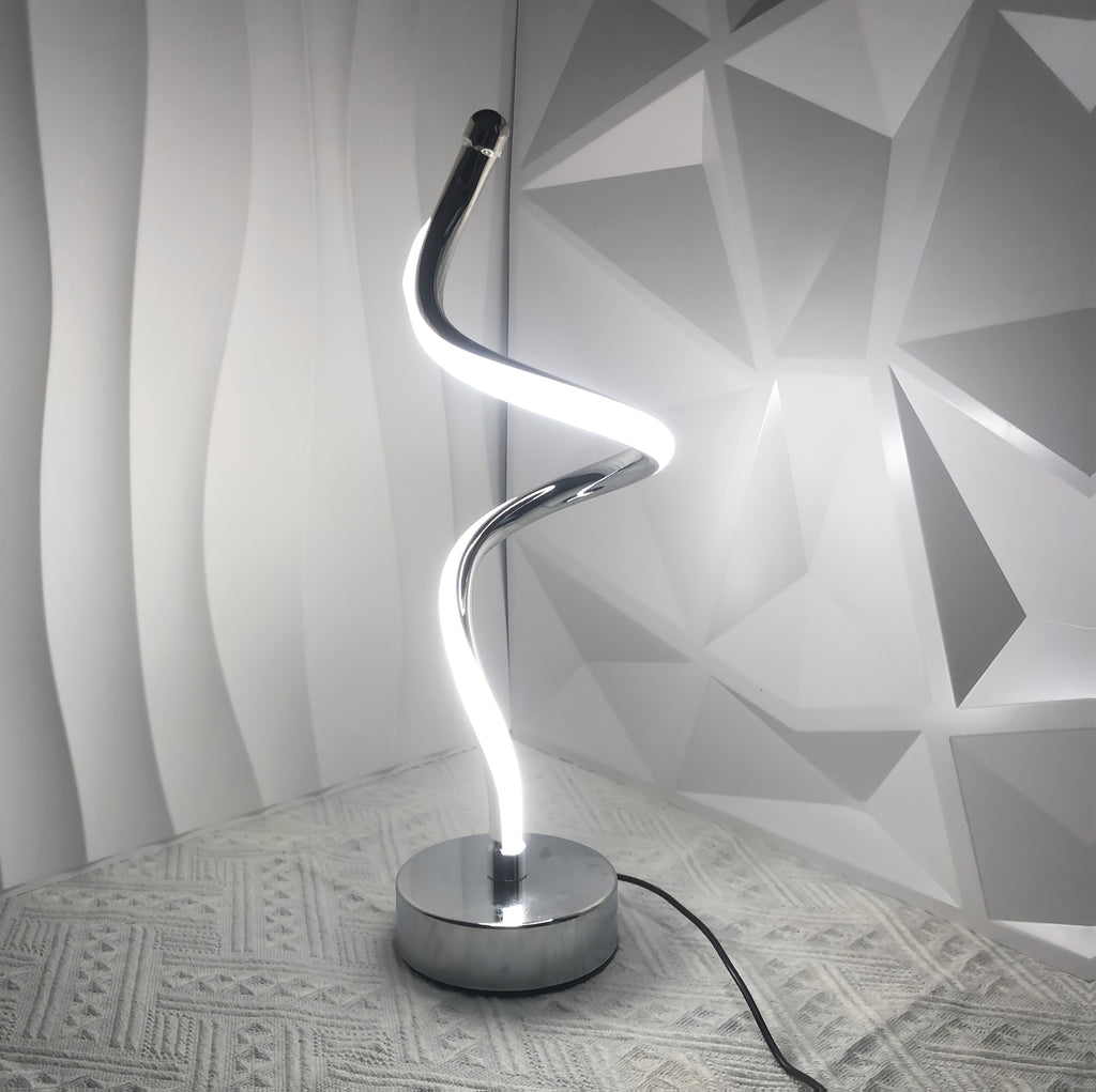 Lampe de bureau spirale chromée à trois teintes, 36,5 cm