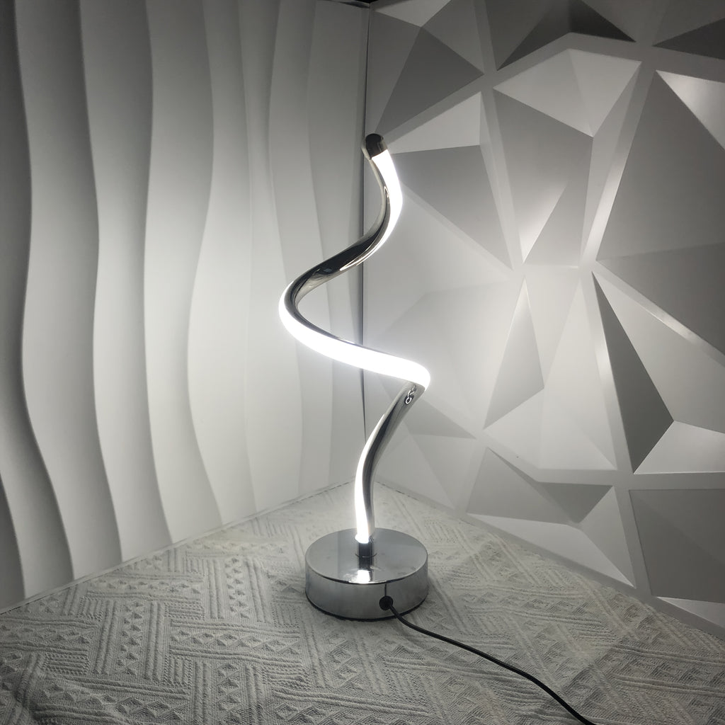 Lampe de bureau spirale chromée à trois teintes, 36,5 cm