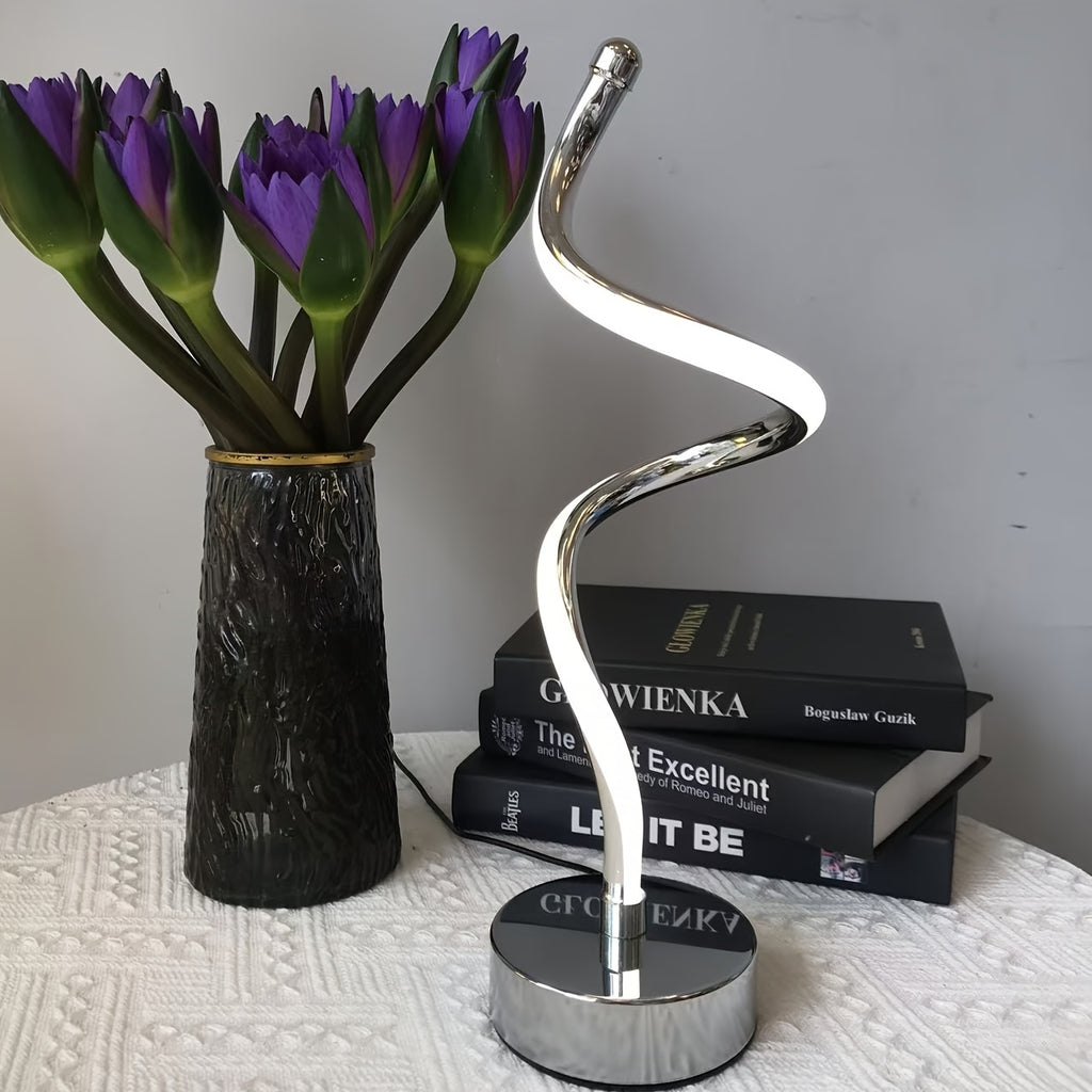 Lampe de bureau spirale chromée à trois teintes, 36,5 cm