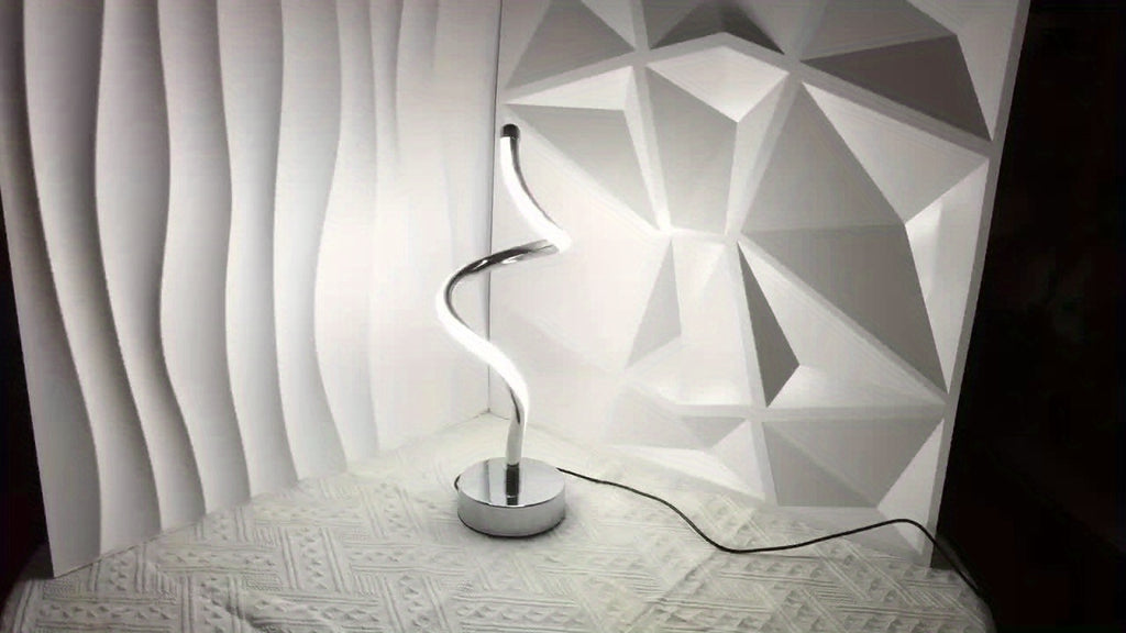 Lampe de bureau spirale chromée à trois teintes, 36,5 cm