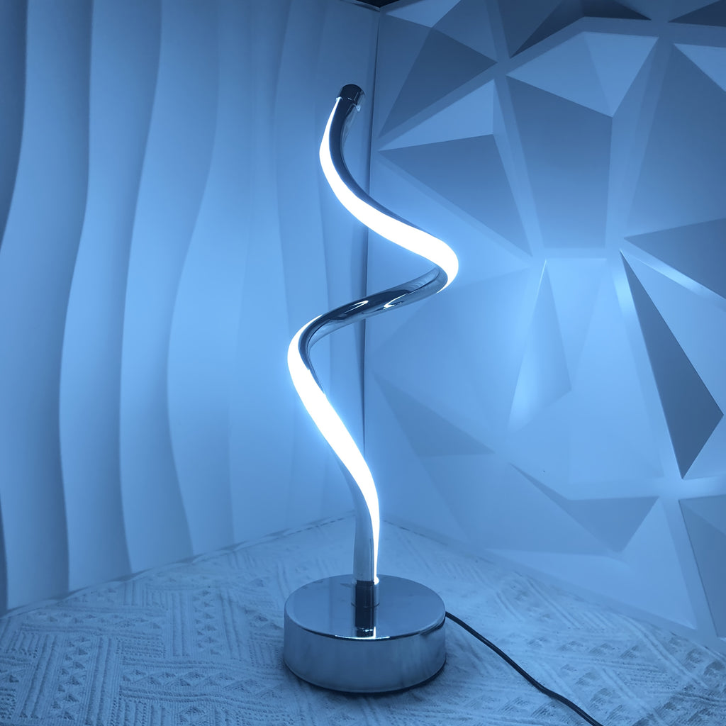 Lampe de bureau spirale chromée à trois teintes, 36,5 cm