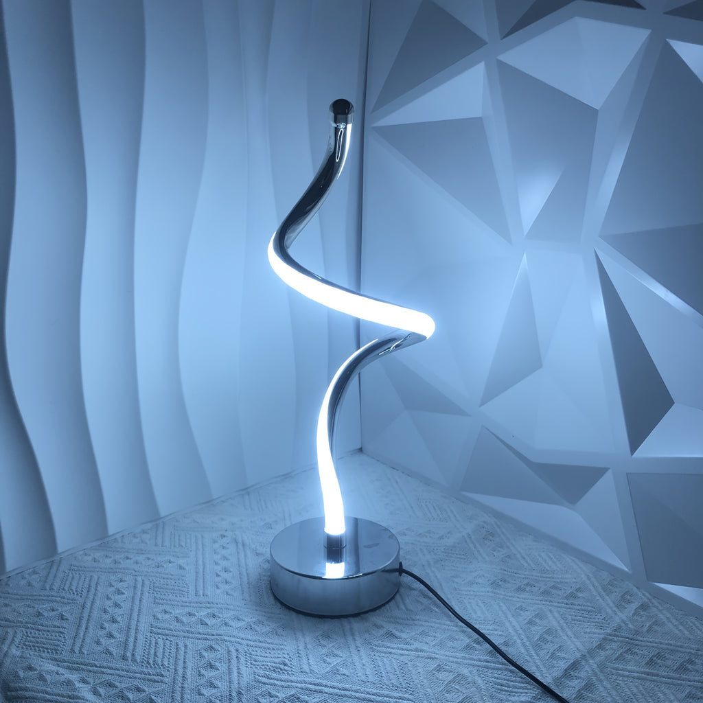 Lampe de bureau spirale chromée à trois teintes, 36,5 cm