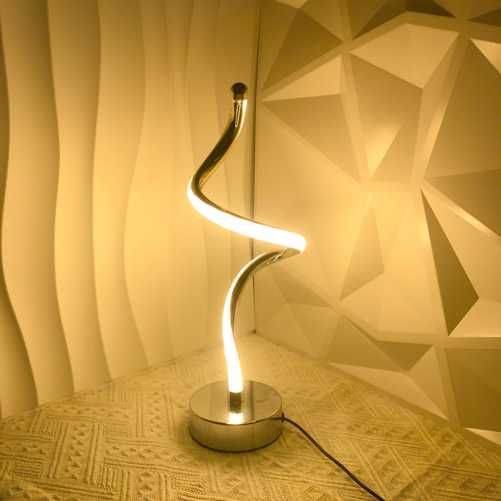 Lampe de bureau spirale chromée à trois teintes, 36,5 cm