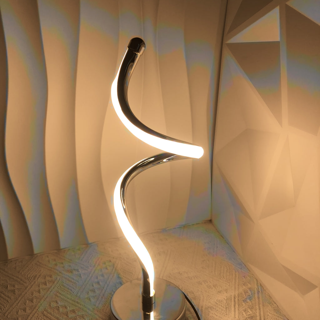 Lampe de bureau spirale chromée à trois teintes, 36,5 cm