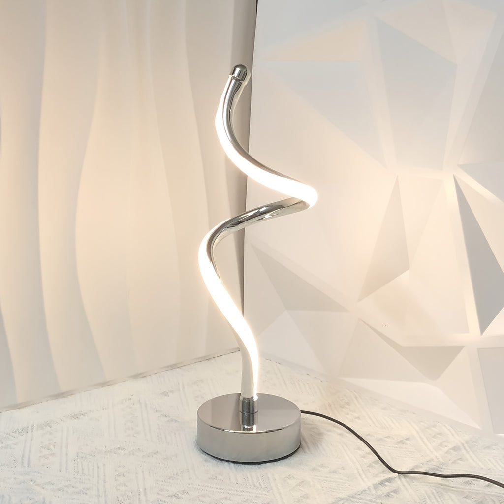 Lampe de bureau spirale chromée à trois teintes, 36,5 cm