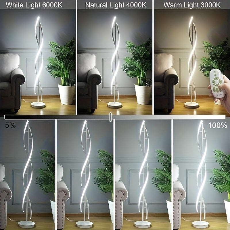 Lampe de bureau colonne spirale LED 152 cm, noire ou blanche