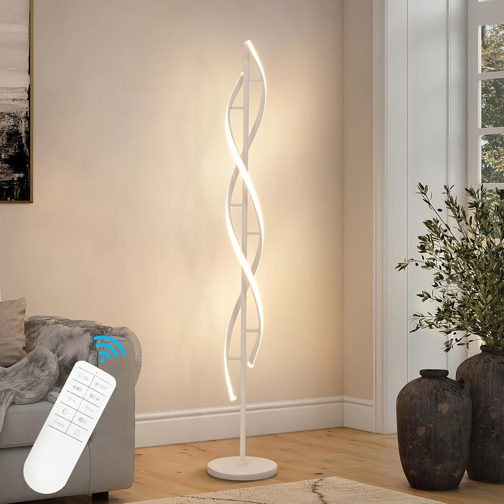 Lampe de bureau colonne spirale LED 152 cm, noire ou blanche