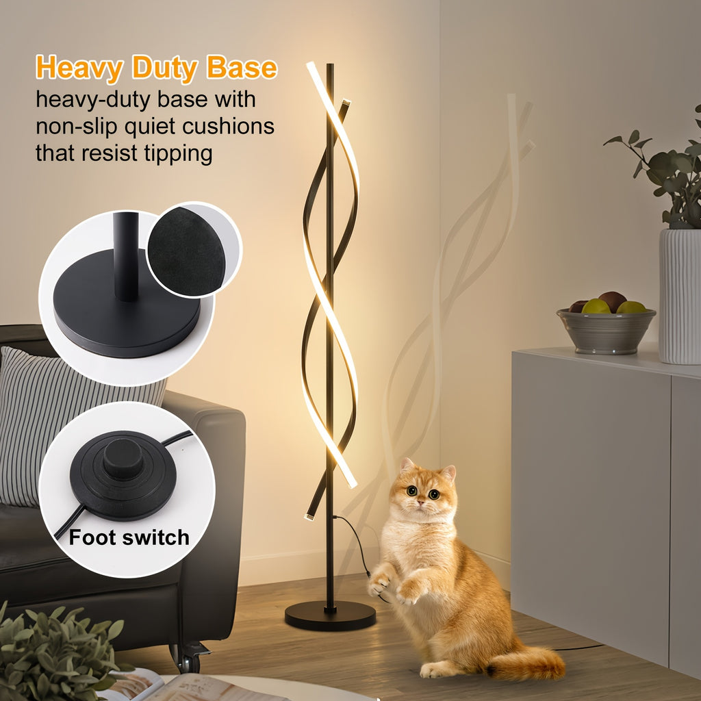 Lampe de bureau colonne spirale LED 152 cm, noire ou blanche