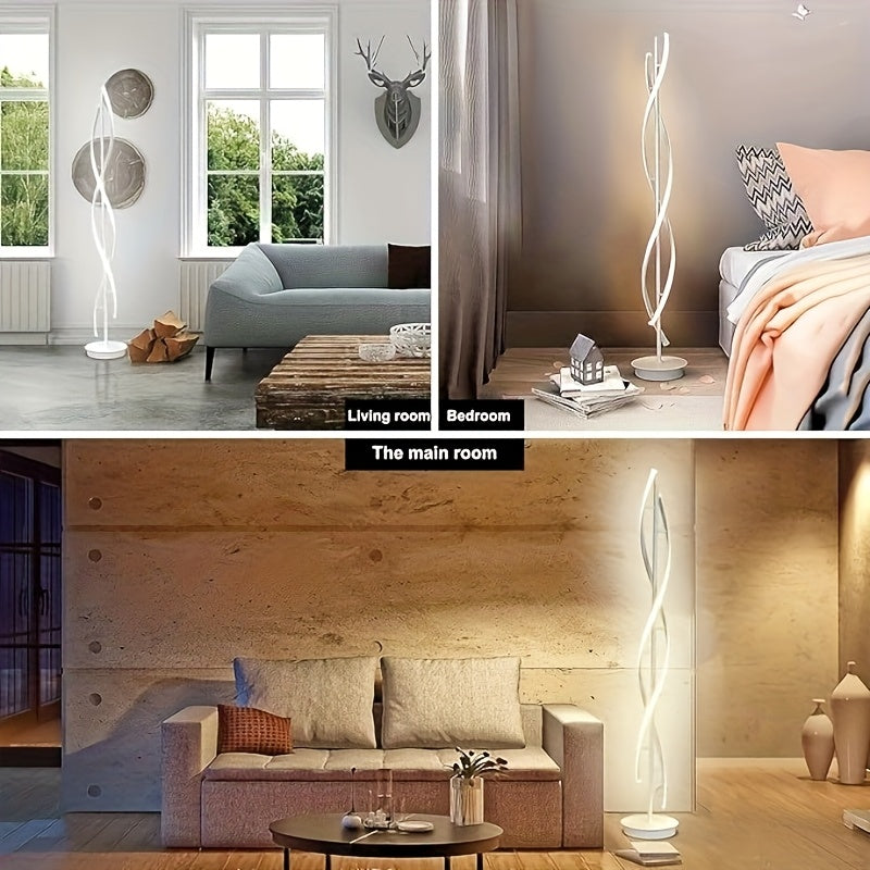 Lampe de bureau colonne spirale LED 152 cm, noire ou blanche