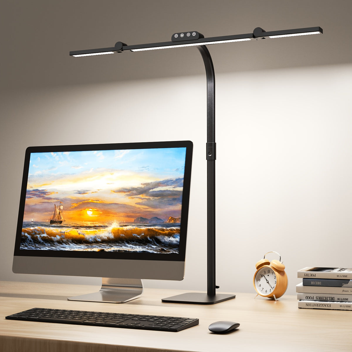 Lampe de bureau trois têtes, barre de 71,6 cm, 5 teintes