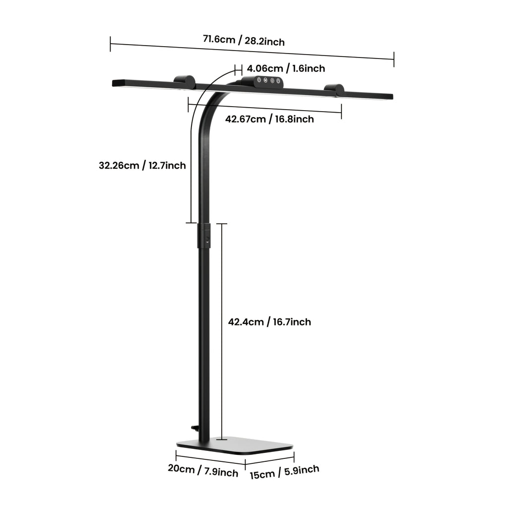 Lampe de bureau trois têtes, barre de 71,6 cm, 5 teintes