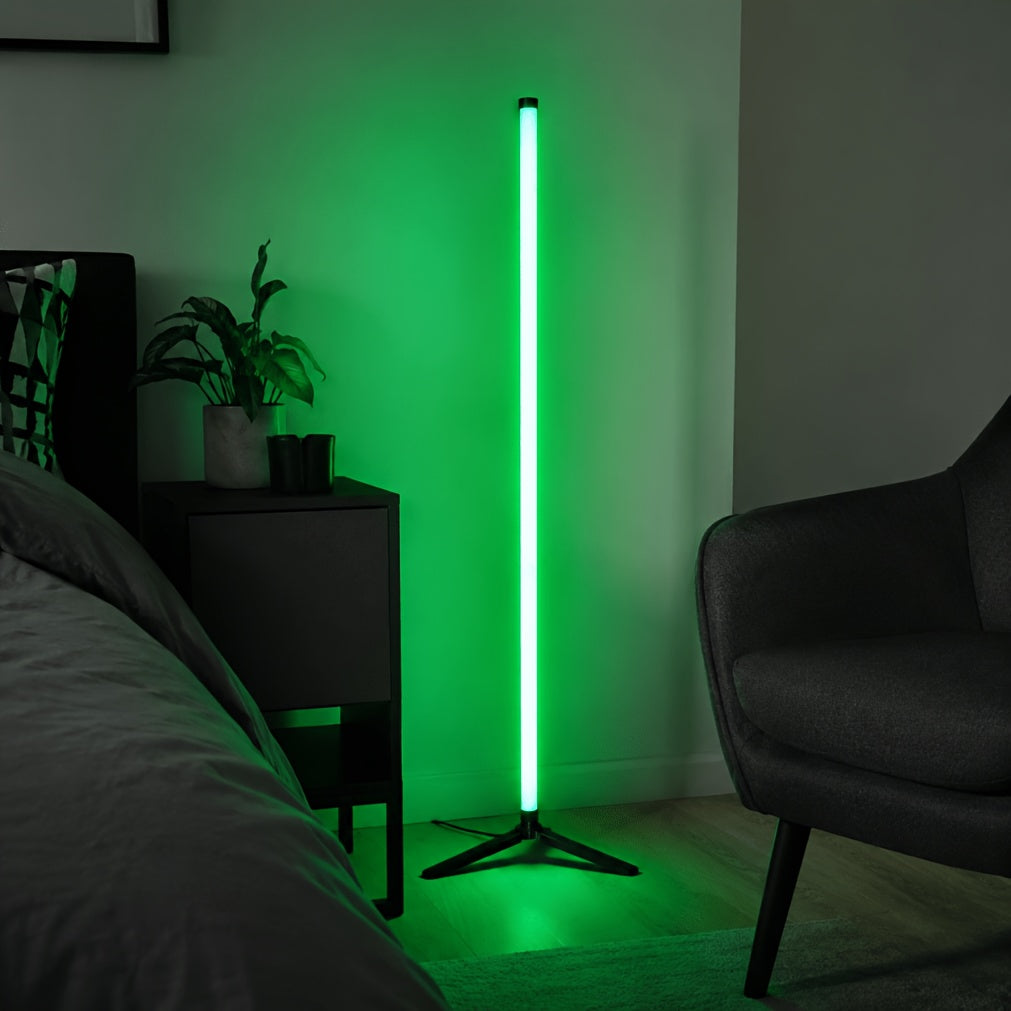 Lampe de bureau tube RGB 110 cm sur trépied, angle de pièce