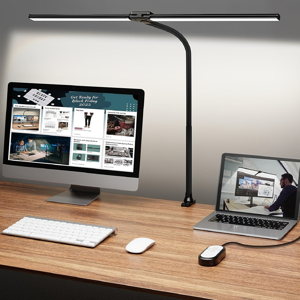 Lampe de bureau USB à pince col de cygne noire 50 cm 96 LED