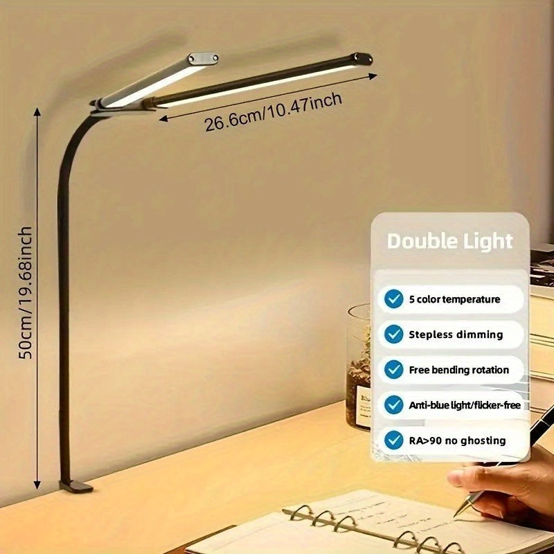 Lampe de bureau USB à pince col de cygne noire 50 cm 96 LED