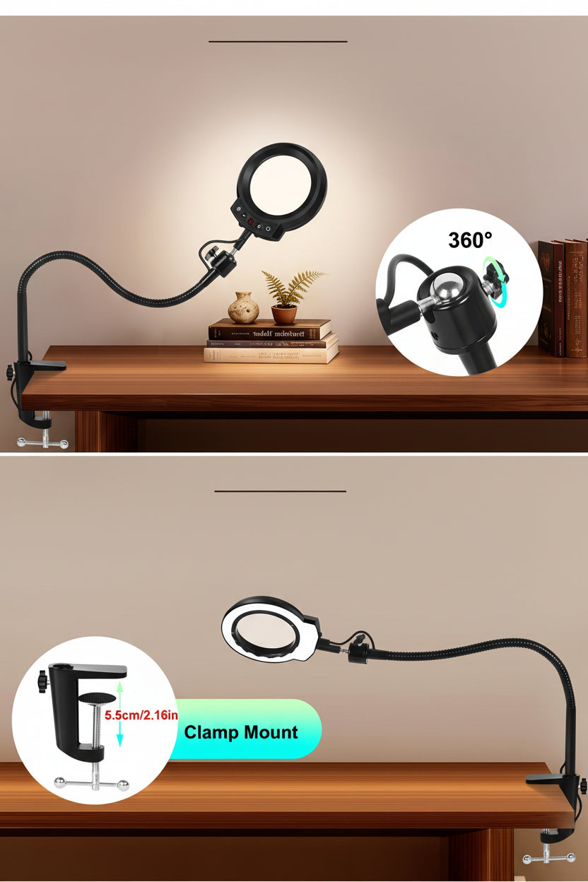 Lampe loupe 5x à pince - Col de cygne et verre véritable — photo 6