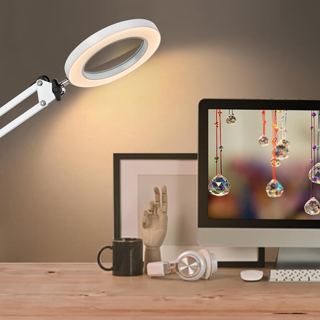 Lampe loupe à poser ou à pince - Socle lesté, pied et pince fournis — photo 1
