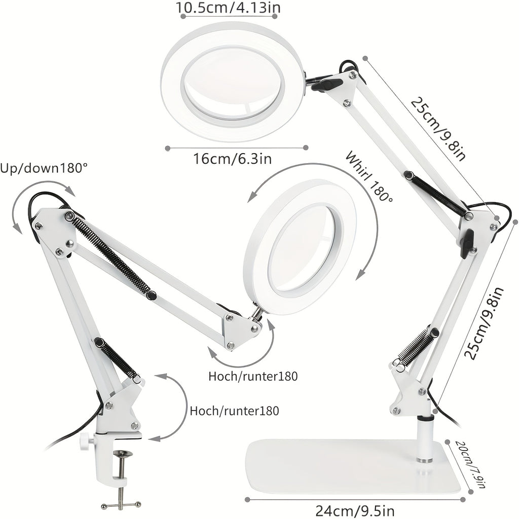 Lampe loupe à poser ou à pince - Socle lesté, pied et pince fournis — photo 3