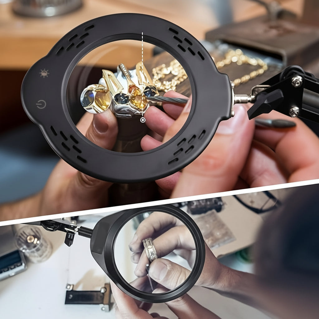 Lampe loupe d'atelier - Bras à ressorts et verre optique — photo 2