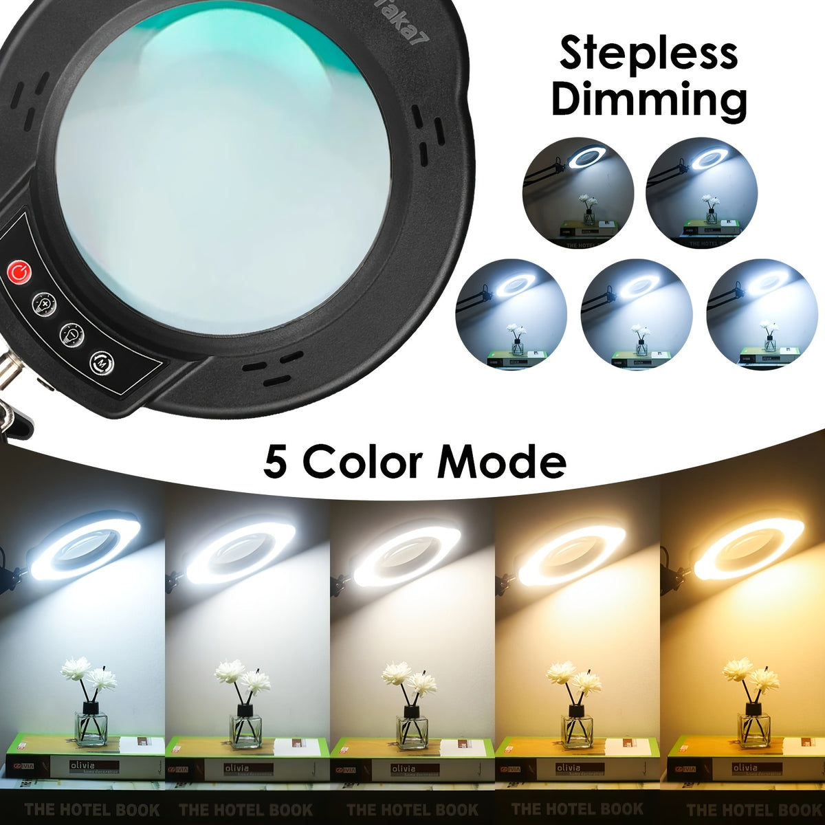 Lampe loupe d'atelier - Bras à ressorts et verre optique — photo 3
