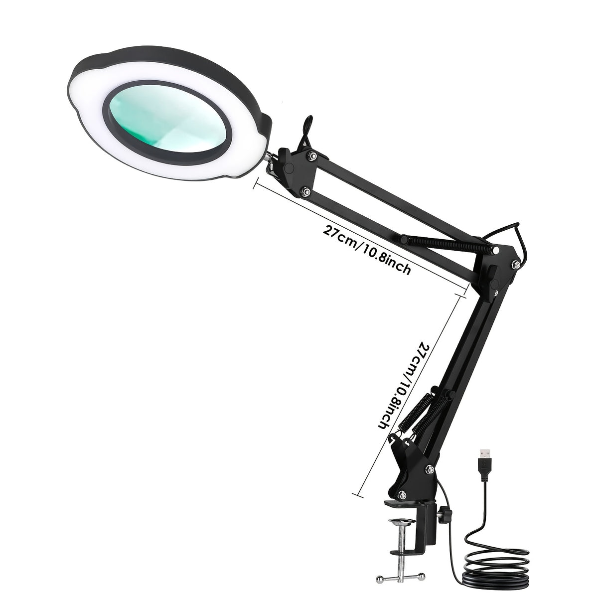 Lampe loupe d'atelier - Bras à ressorts et verre optique — photo 4