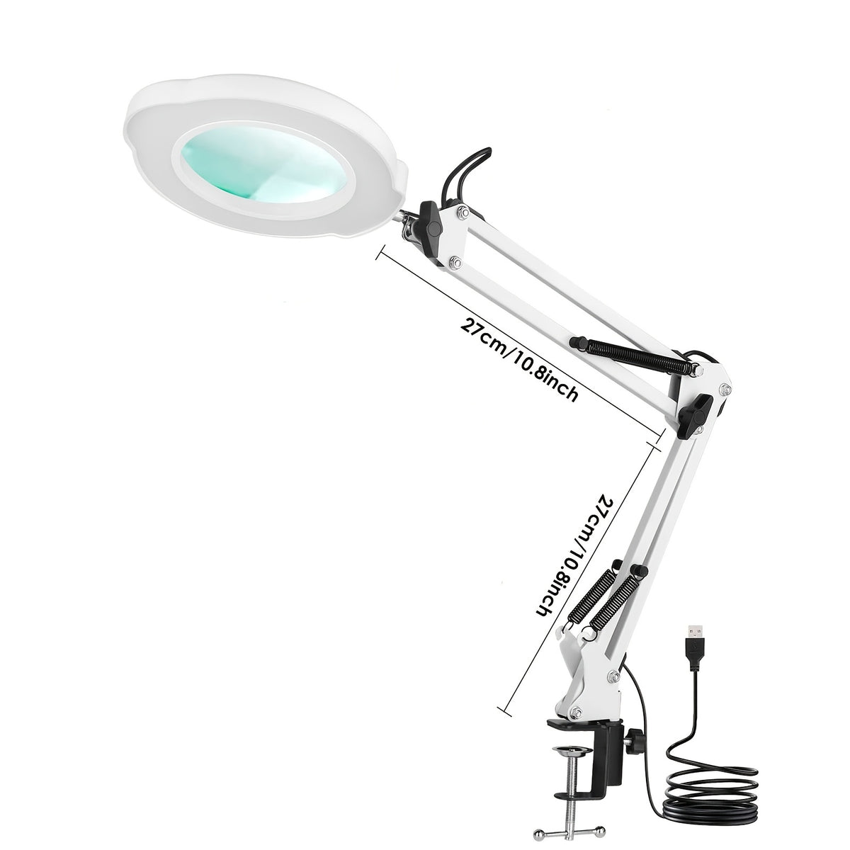 Lampe loupe d'atelier - Bras à ressorts et verre optique — photo 5
