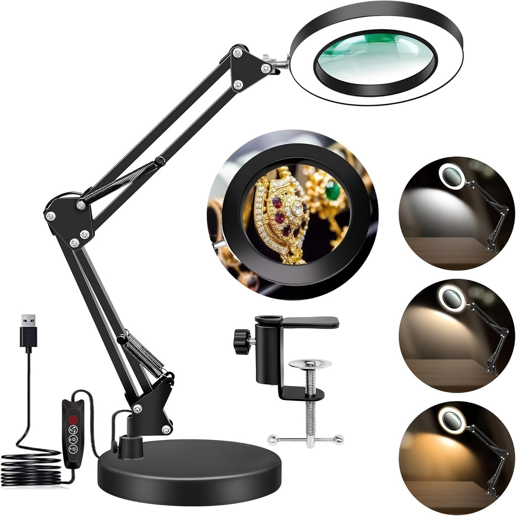 Lampe loupe de bureau LED - Bras articulé et pince étau — photo 2