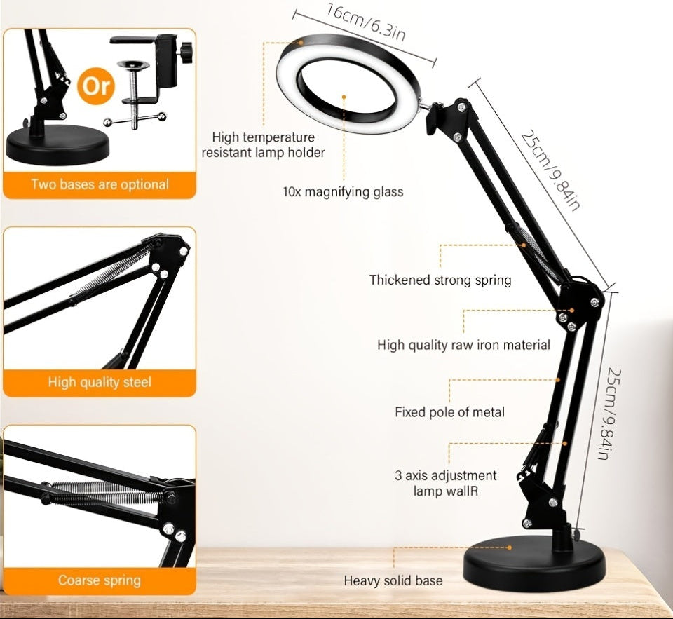 Lampe loupe de bureau LED - Bras articulé et pince étau — photo 3
