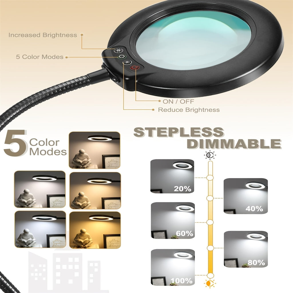 Lampe loupe à col de cygne - Lentille verre et 5 teintes — photo 5