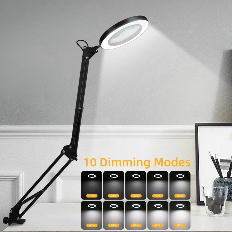 Lampe loupe LED sur pince - Grossissement 10x articulé — photo 2
