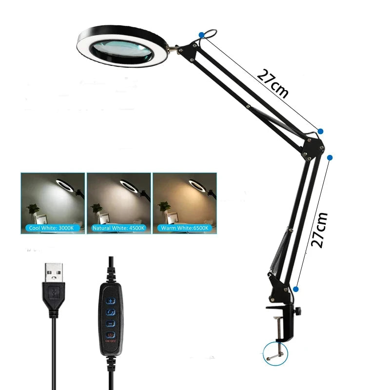 Lampe loupe LED sur pince - Grossissement 10x articulé — photo 3