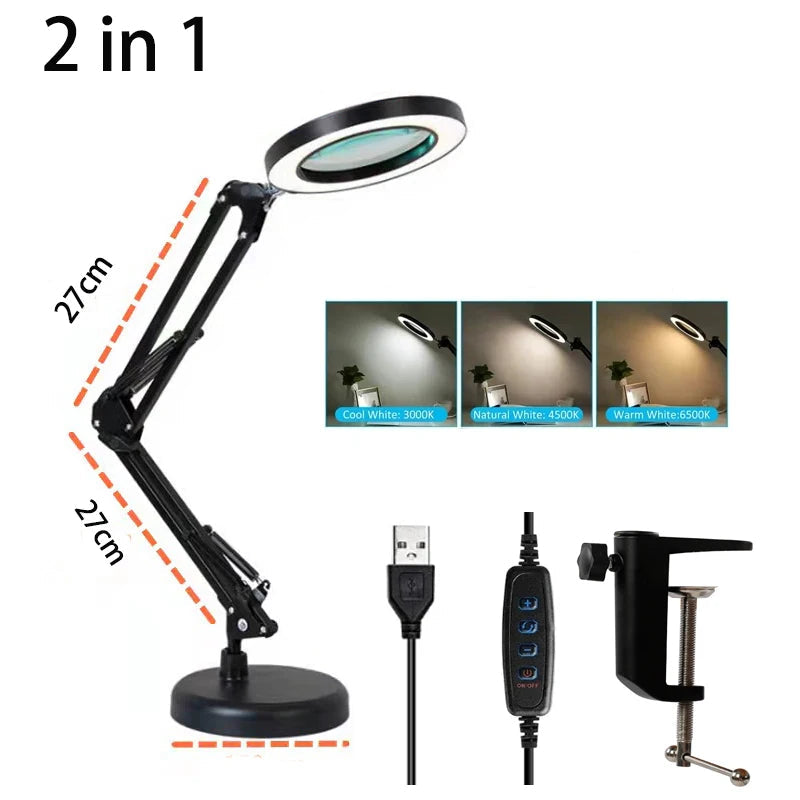 Lampe loupe LED sur pince - Grossissement 10x articulé — photo 4