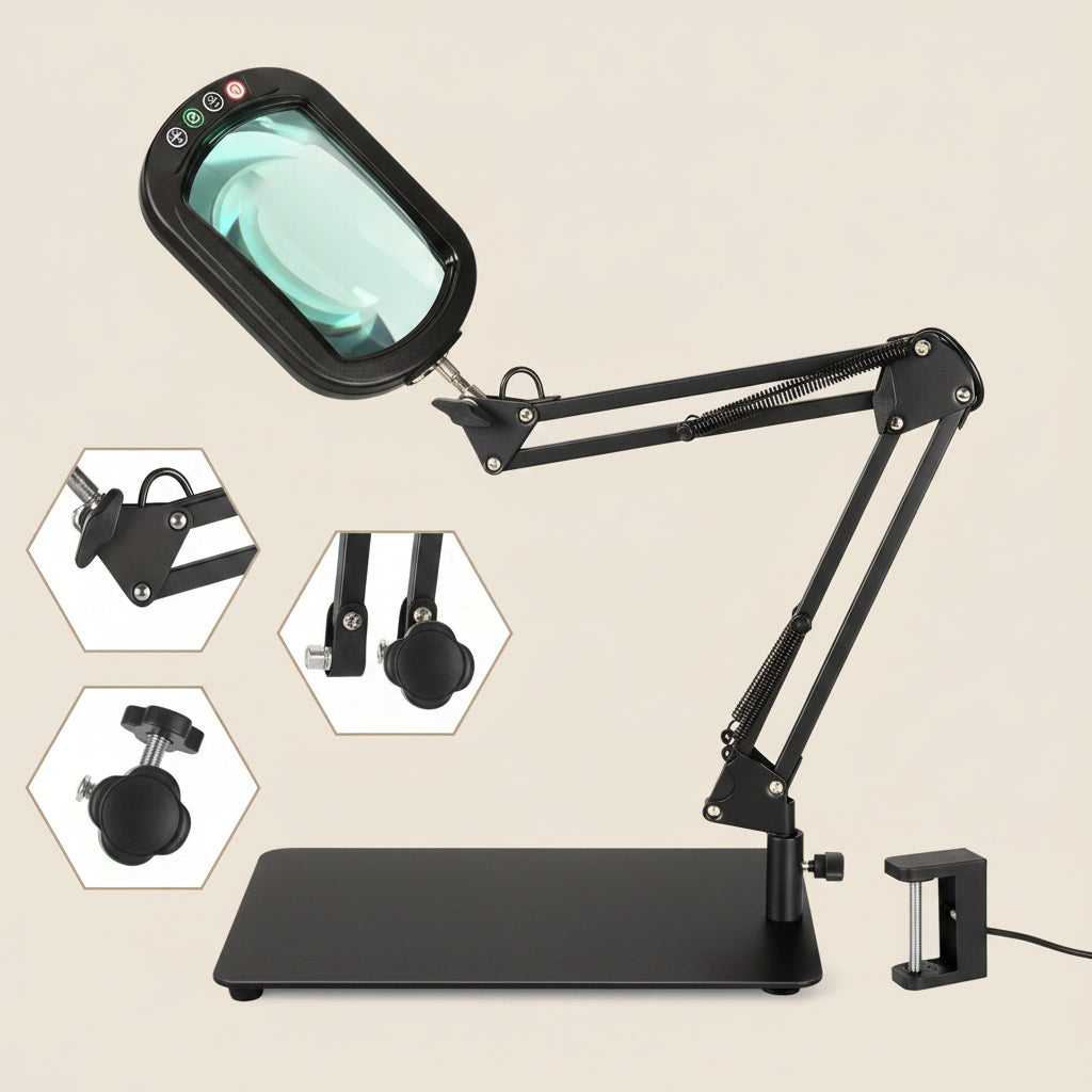 Lampe loupe rectangulaire - Bras oscillant et socle lourd — photo 1