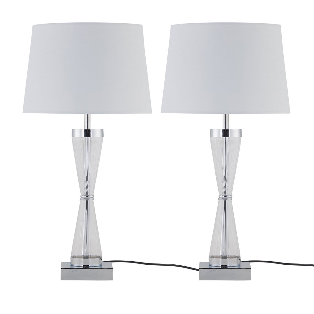 Lot de 2 lampes de chevet tactiles - Chrome et verre clair — photo 1 Image