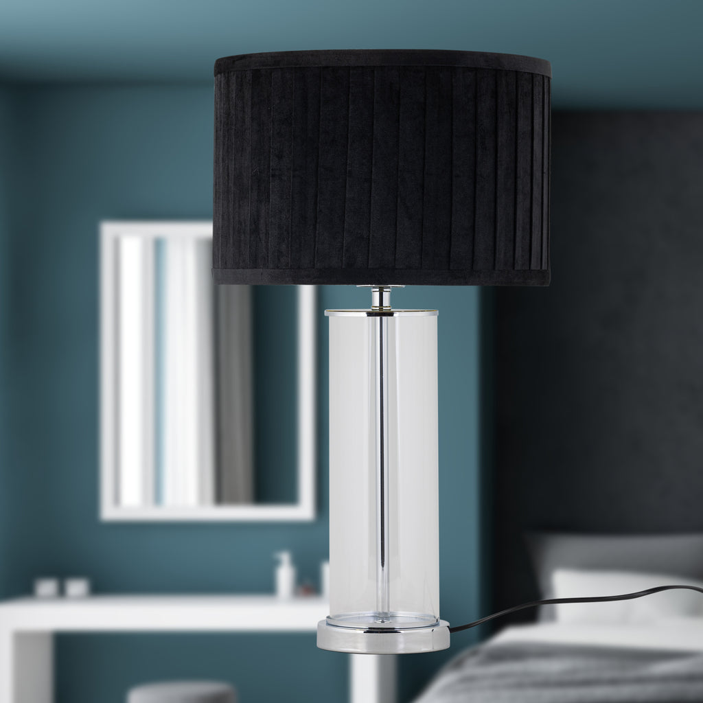 Pied de lampe de bureau colonne verre - Base chromée — photo 1