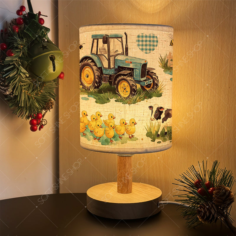 1 Lampe de table en tissu alimente par USB  Tracteur bleu avec canetons Luminaire LED pour chambre dortoir maison et bureau Lampe de bureau dcorative Contrle par boutonpoussoir Style moderne