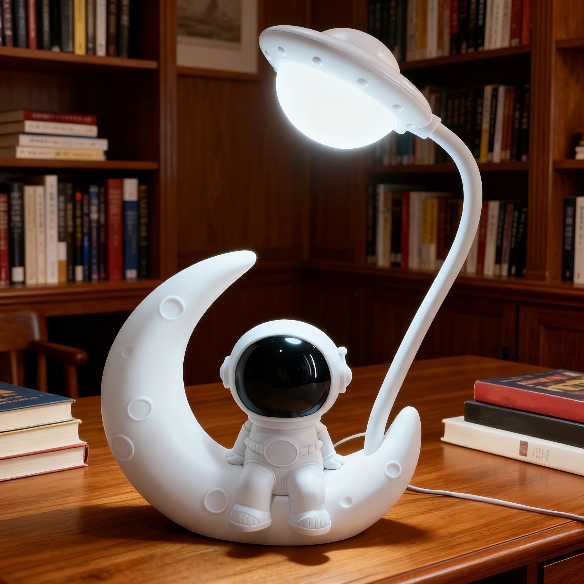 Veilleuse LED Astronaute Veilleuse Crative HommeLune Lampe de Bureau Rechargeable Veilleuse dAmbiance Lampe de Chevet pour Dortoir dtudiant Petite Lampe de Bureau de Lecture Dcoration de Fte de Vacances Cadeau dAnniversaire Prsentoir de V