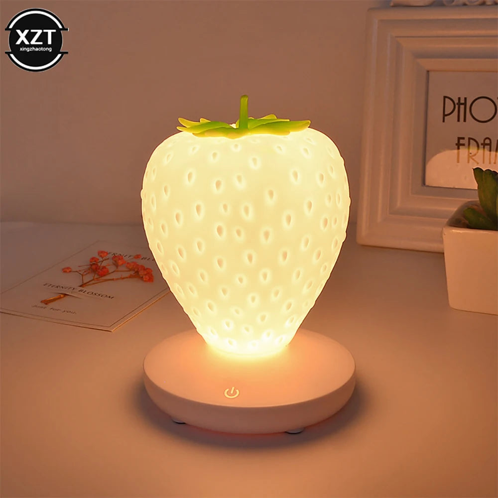 Veilleuse fraise en silicone - Lampe LED tactile à variateur — photo 2